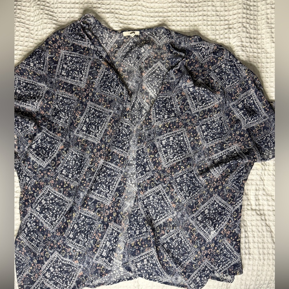 Maurices Navy Floral Kimono